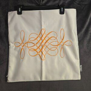 Elegant Cream and Orange Embroidered Accent Pillow NWOT